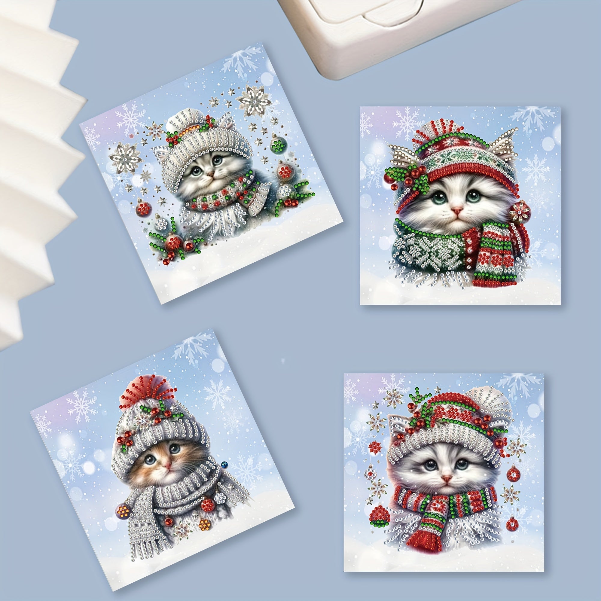 Kit di Pittura con Diamanti 6 pezzi - Cartoline di Natale con Gattini Carini