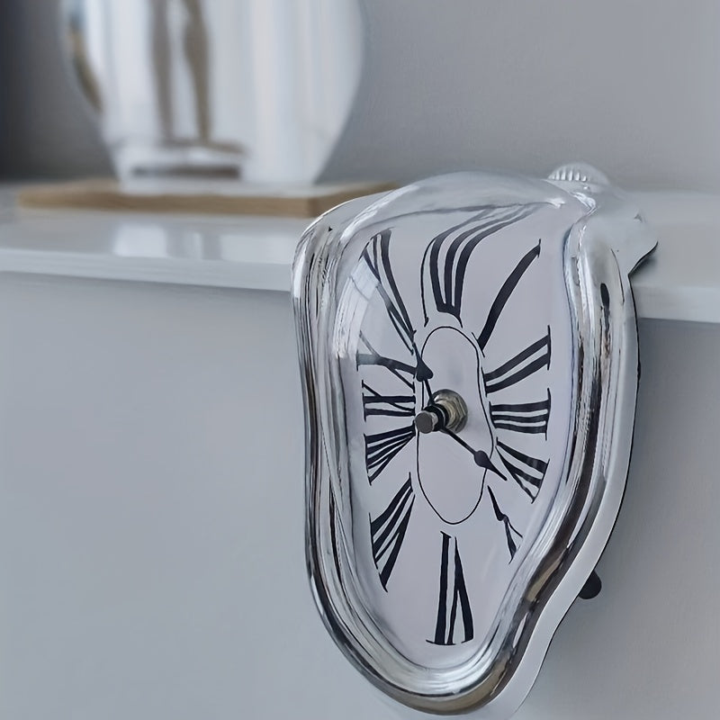 Surrealistische Gebogen Romeinse Wandklok - Stijlvolle Smeltende Klok voor Thuisdecoratie