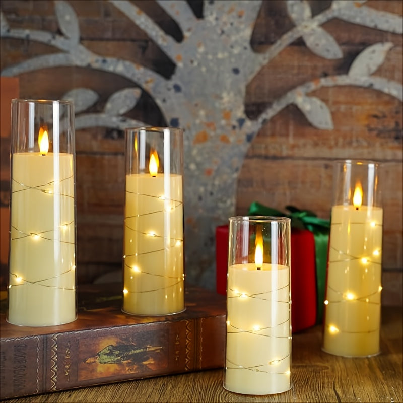 3-piece Romantic LED Candles with Remote Control - Adjustable Brightness and Timer Function, Ideal for Parties, Weddings, and Hotel Decoration