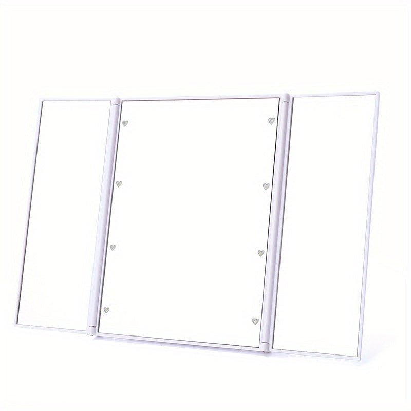 Espejo de Maquillaje LED Trilateral – Espejo Tríptico Plegable y Portátil con Iluminación