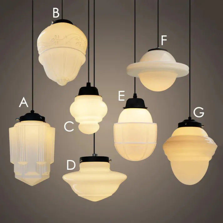 FrostGeo - Vintage Geometric Pendant Lamp made of Matte Glass for Dining Room and Living Room