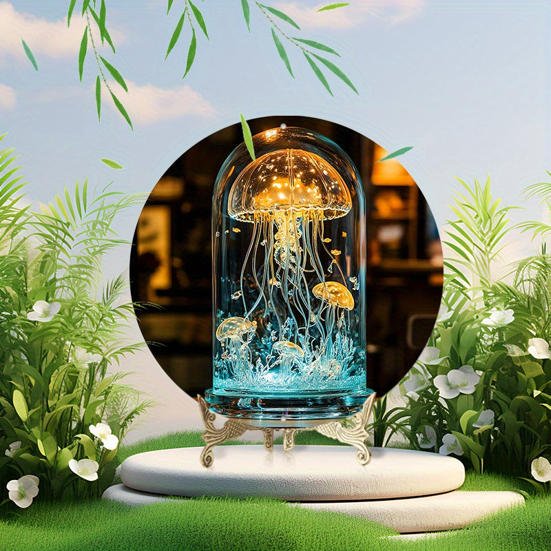 CrystalJelly - Lâmpada Artística de Água-viva em Vidro com Desenho Circular
