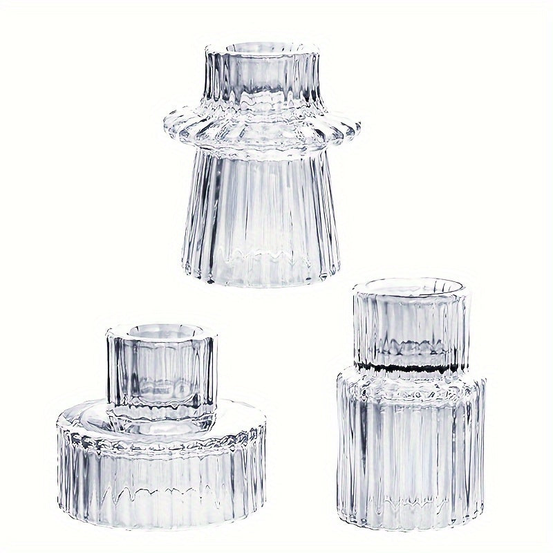 Portavelas de vidrio de 3/6 piezas - Perfectos para decoración de mesa y bodas