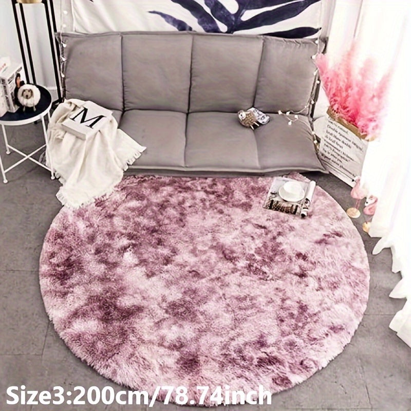 1pc Tappeto Rotondo in Peluche Tie-dye - Morbido e Caldo Tappeto Decorativo per Soggiorno, Camera da Letto e Yoga