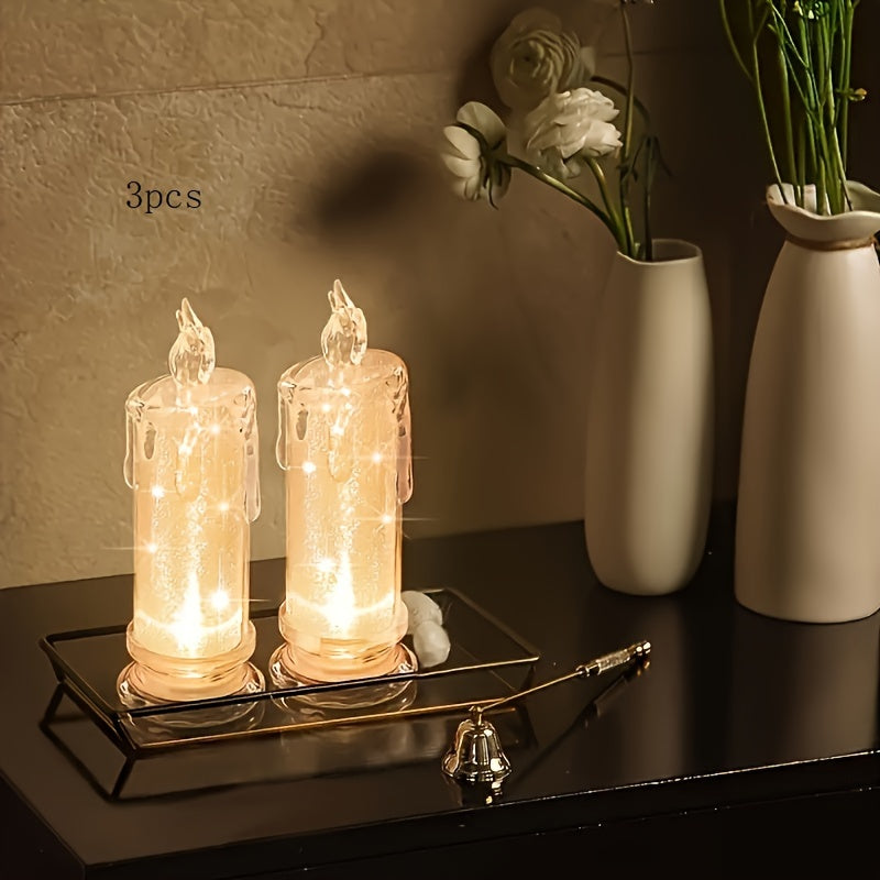 3 pezzi di Candele LED Senza Fiamma - Inclusi Batterie - Perfetti per Feste, Matrimoni e Decorazioni Atmosferiche