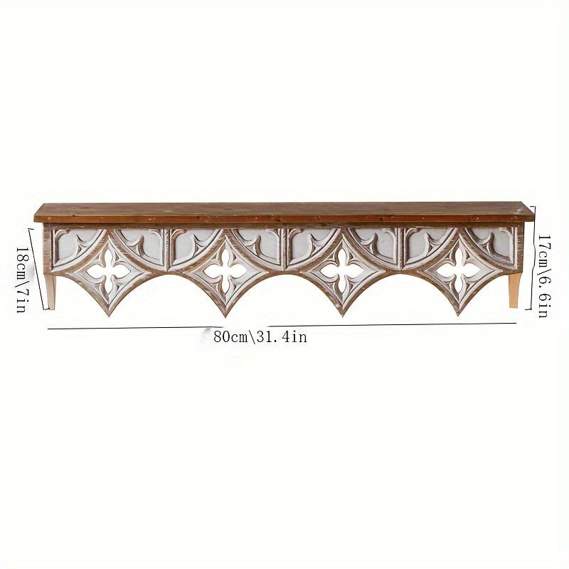 VintageWood - Rustic Wooden Wall Shelf for Living Room