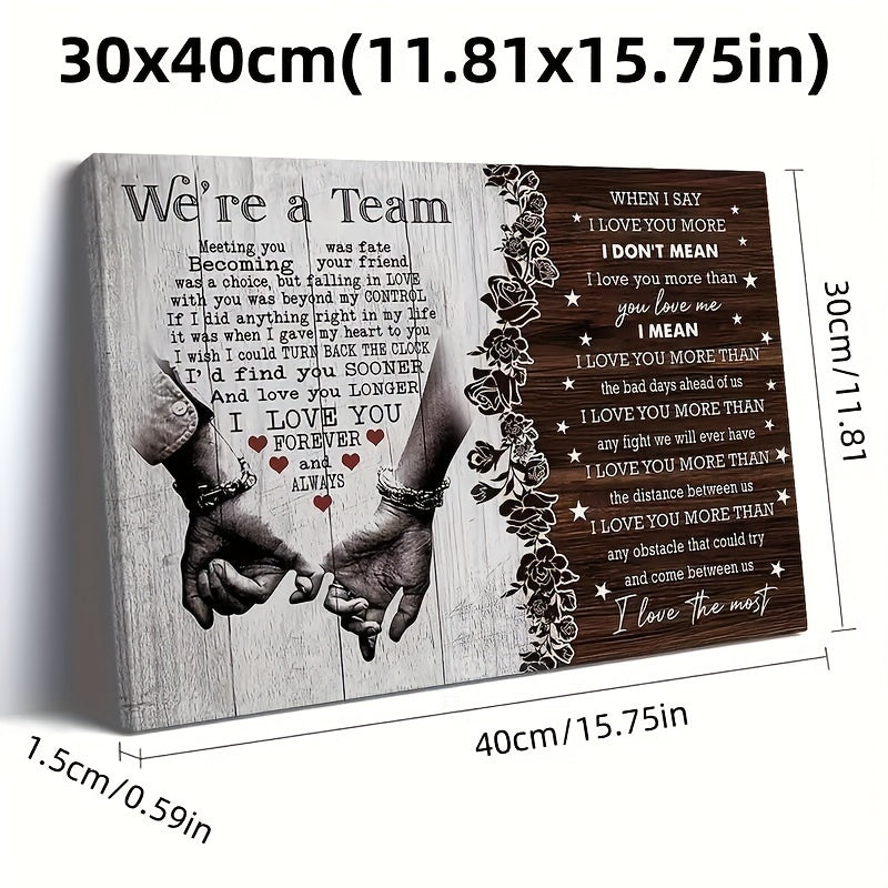 Tela personalizzata per coppie con cornice in legno, regalo per coppie "Ti amo", incontrarti è stato destino, regalo per anniversario o compleanno per la persona amata