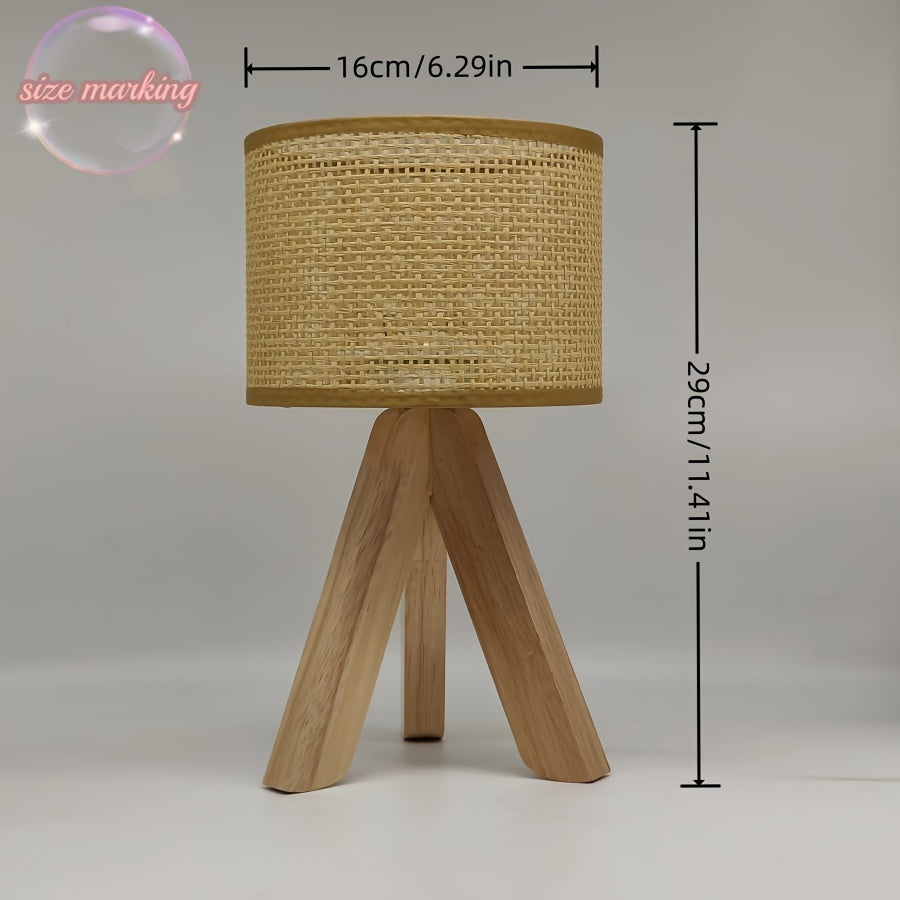 DecoLight - Rustic Wooden Table Lamp with USB Power Supply