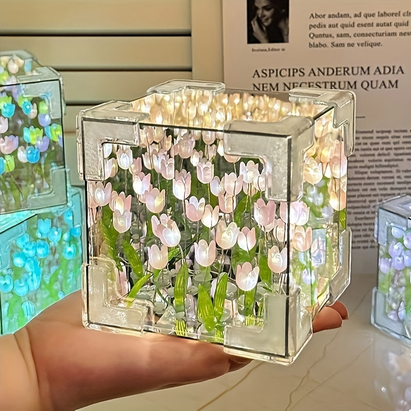 TulipGlow - Handmade Tulip LED Night Lamp and Mirror