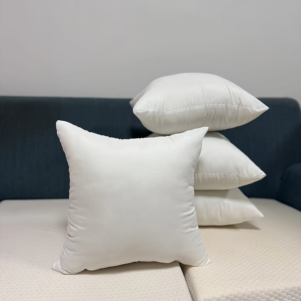 4 unidades de rellenos de cojín clásicos blancos - Cojines de alta resiliencia para sofá, coche y decoración de dormitorio