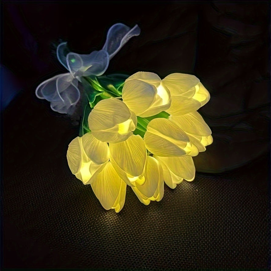 LumiBloom - 10 Pieces Tulip LED Lamps, Handmade Bouquet Table Lamps, Perfect