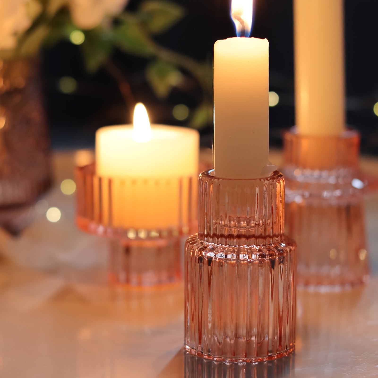 Portavelas de vidrio de 3/6 piezas - Perfectos para decoración de mesa y bodas