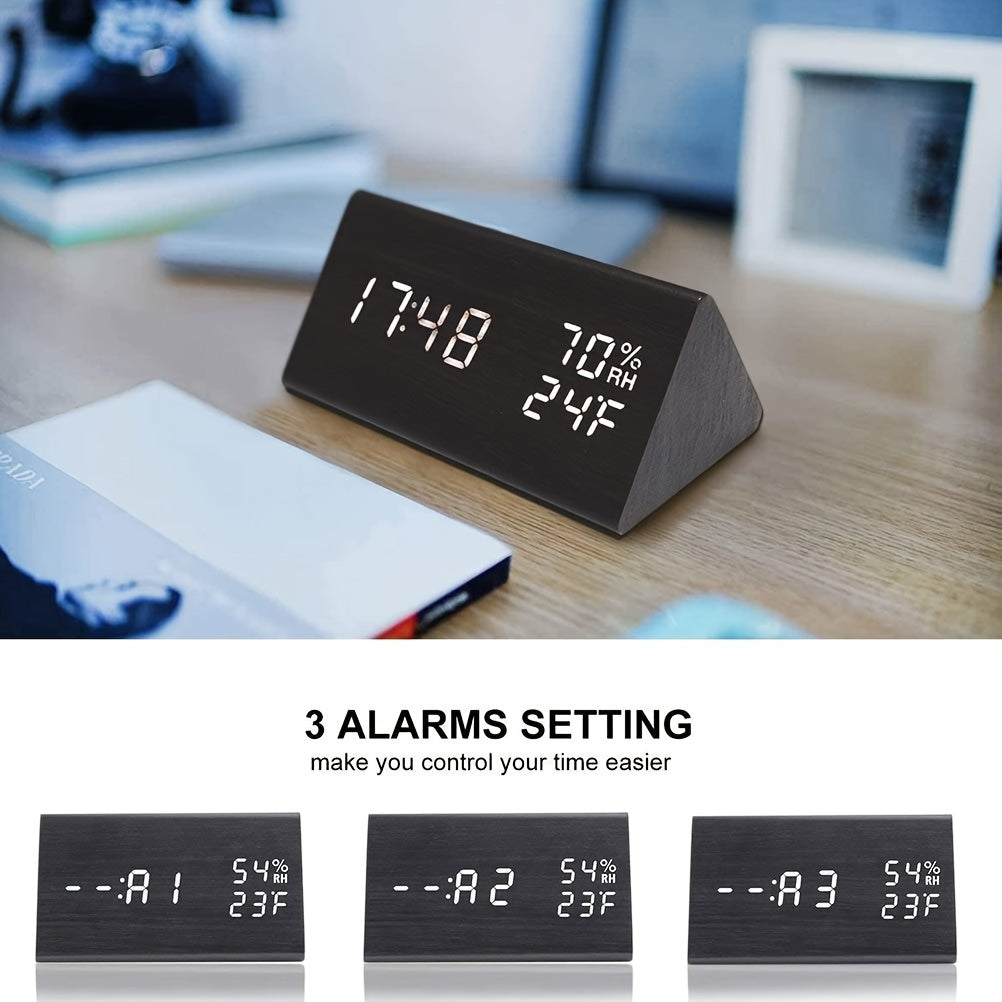 NatureClock - Reloj despertador de madera con visualización de temperatura y humedad