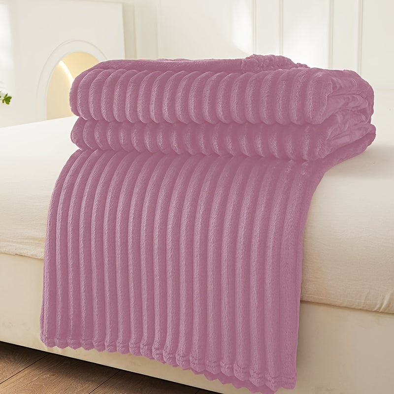 Coperta in peluche a righe ispessita - Coperta da divano morbida e delicata sulla pelle, coperta multiuso per pisolini