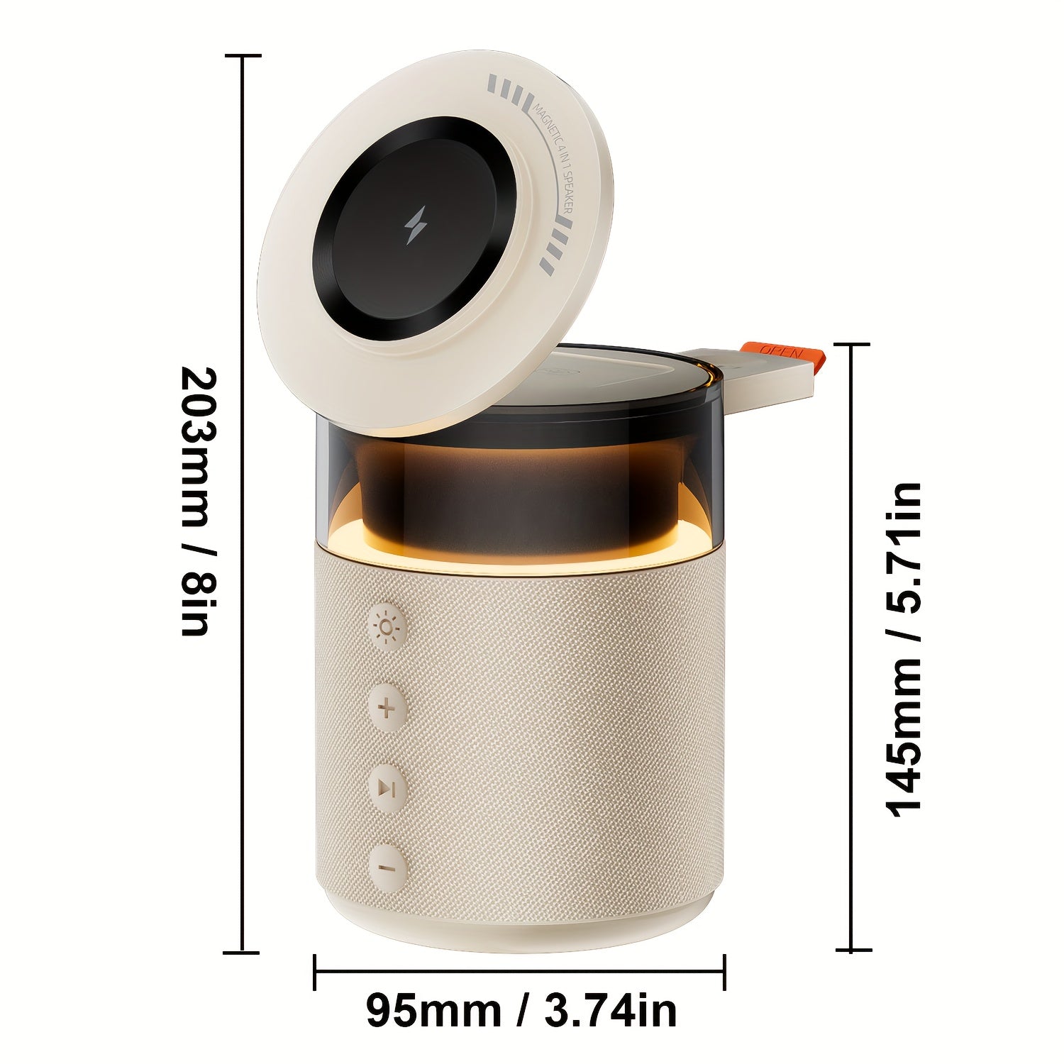 Estação de Carregamento Sem Fios Lâmpada Noturna Multifuncional Suporte de Carregador USB C