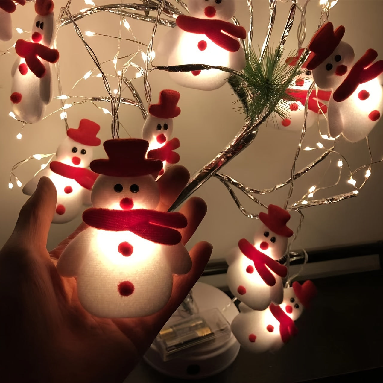 SnowGlow - Ghirlanda luminosa LED Pupazzo di neve in peluche 1,5 metri