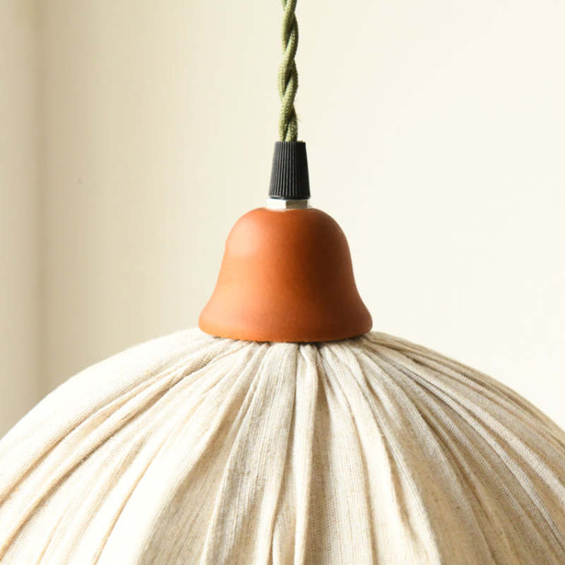 EcoLume - Lampada a sospensione LED scandinava in tessuto beige