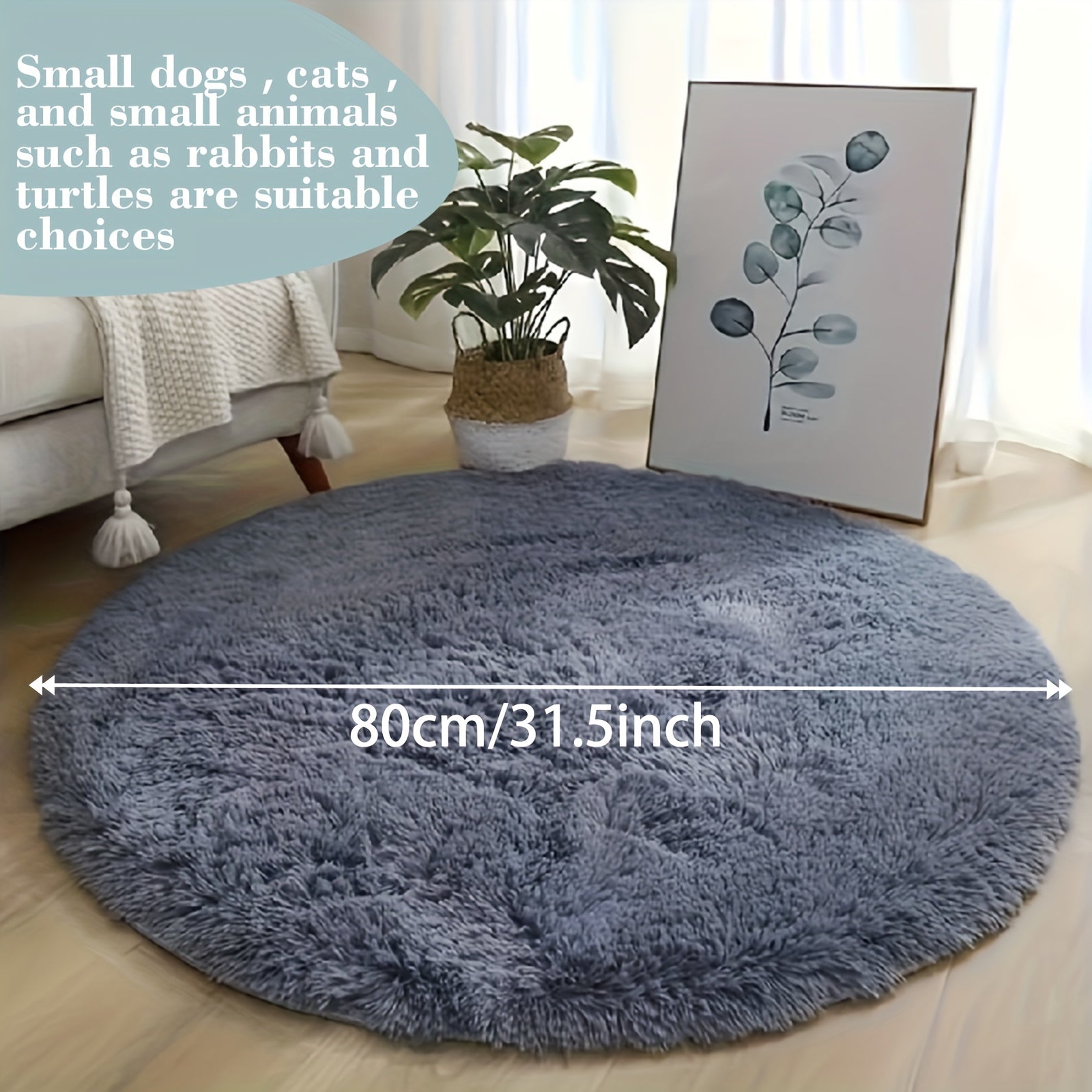 Ultramacio Tapete de Peluche para Animais de Estimação – Tapete Redondo Antiderrapante e Fofo, Impermeável e Confortável para Sala de Estar e Quarto