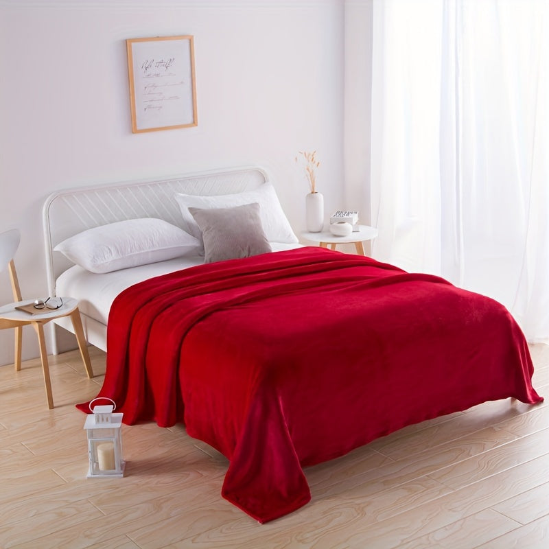 1pc Spessa Coperta Rossa in Flanella, Morbida Calda Coperta da Lancio, Coperta da Nanna per Divano, Ufficio, Letto, Campeggio e Viaggi, Coperta Regalo Multifunzionale per Tutte le Stagioni