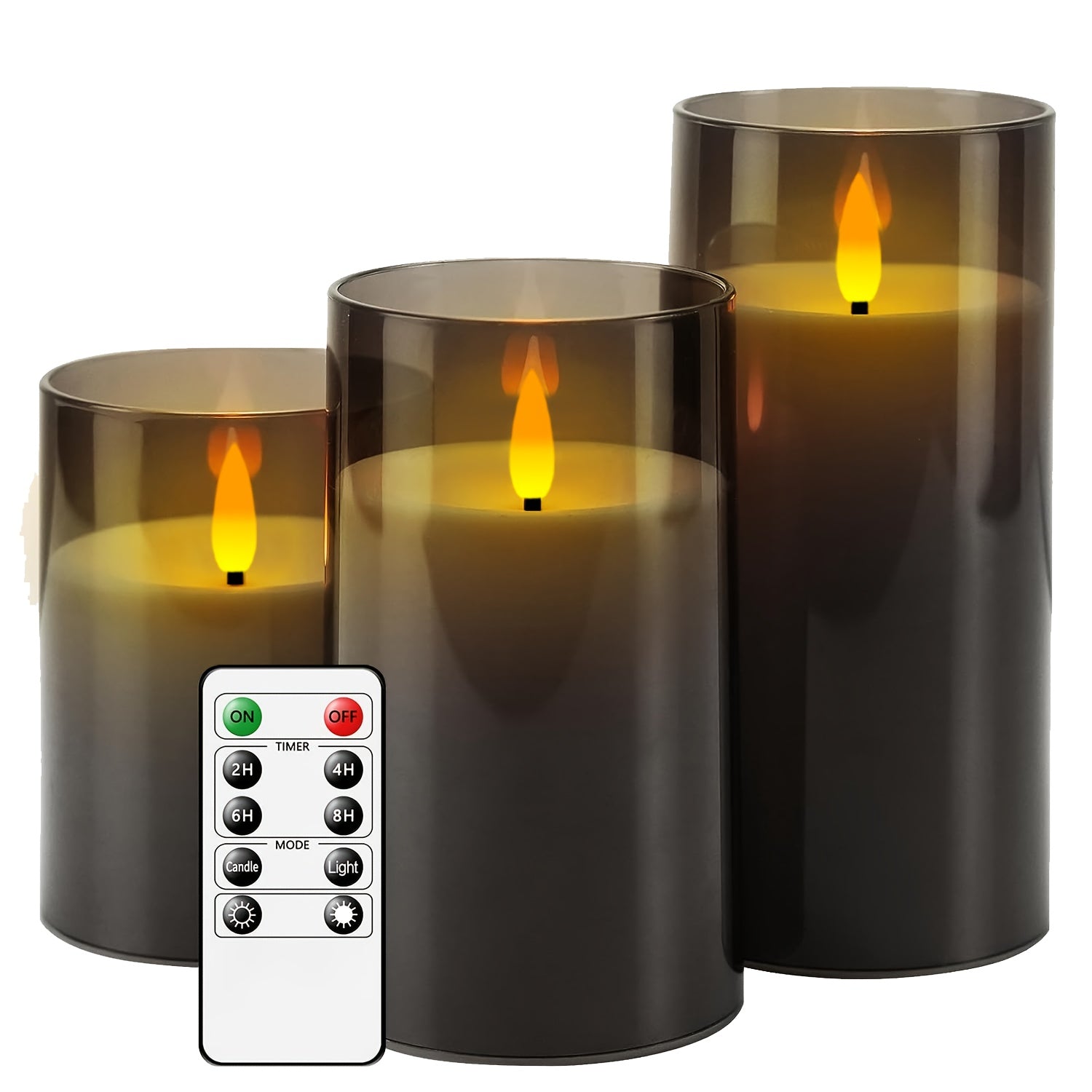 Candela LED senza fiamma con telecomando – Grigio