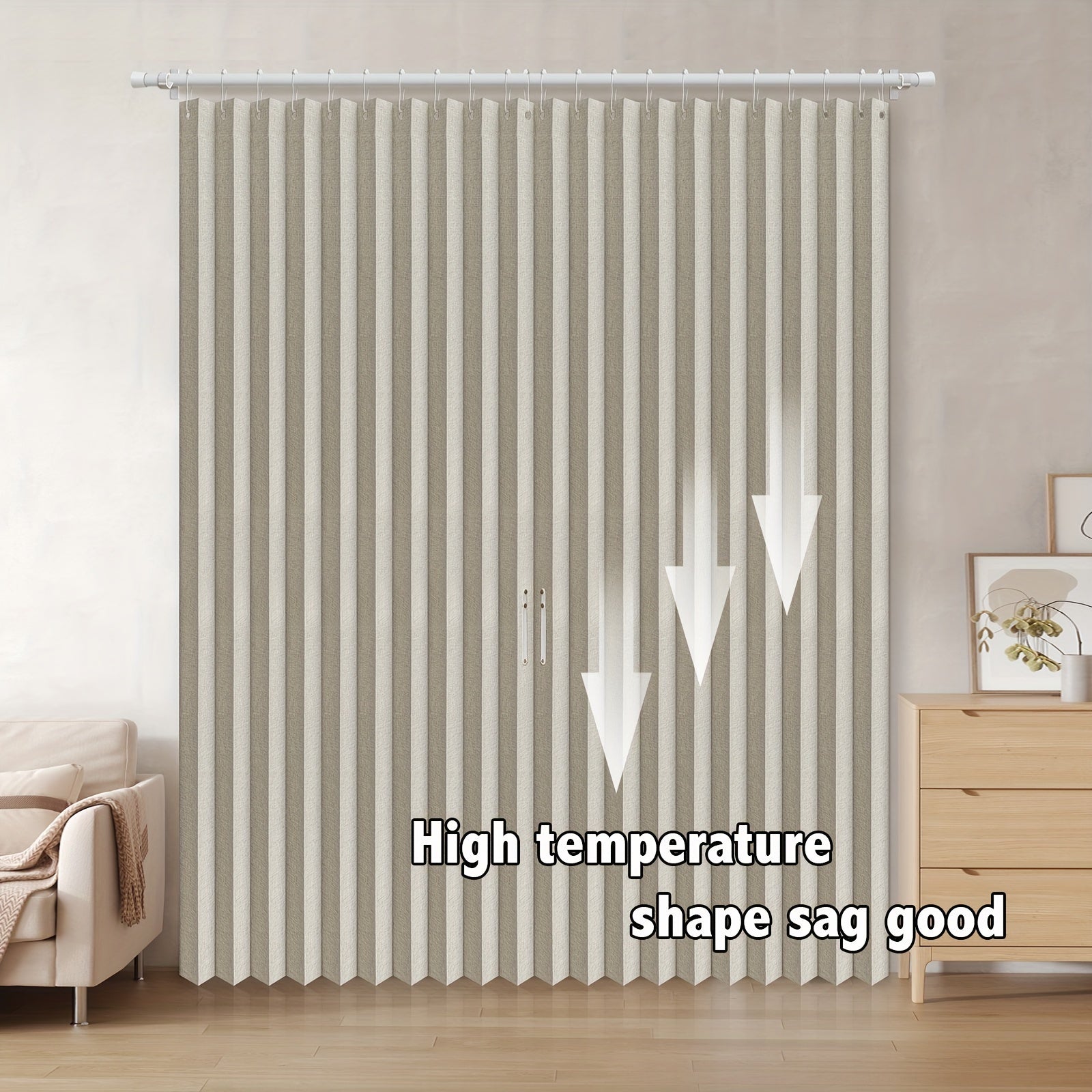 Cortinas de Enrolar Clássicas Opacas - Cortinas Pregueadas às Riscas para Quarto e Portas