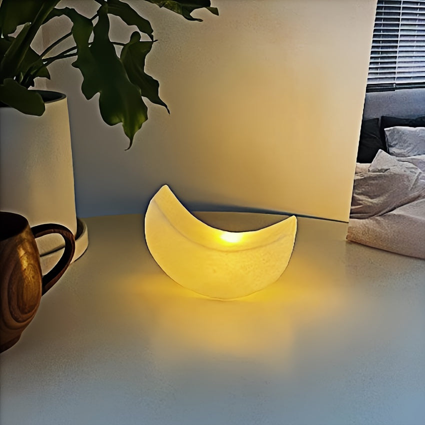 MoonGlow - Lámpara nocturna de media luna Art Deco, alimentada por batería con interruptor