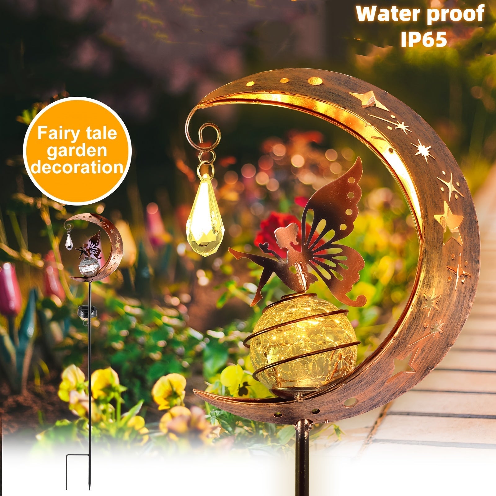 MoonLicht - Encantadora lámpara de jardín sol-luna, impermeable y eficiente energéticamente