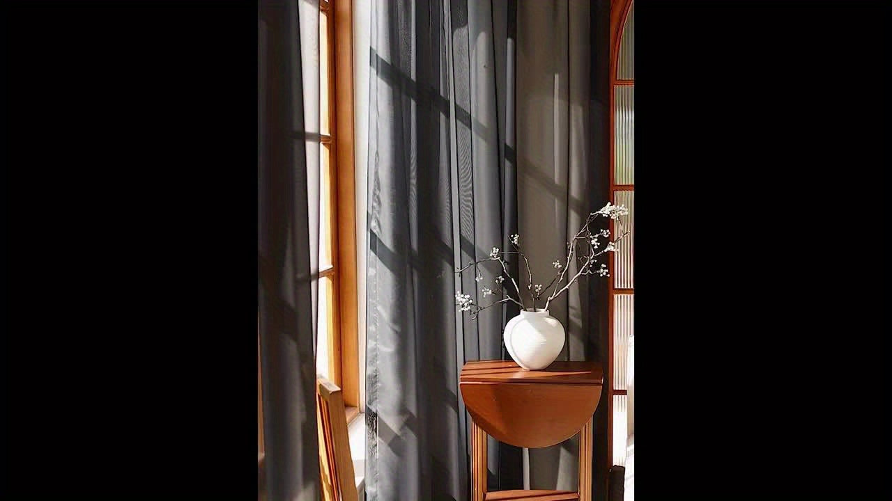Cortinados Semi-transparentes - Pack de 2 Cortinados Leves e Respiráveis em Poliéster para Quarto e Portas de Terraço