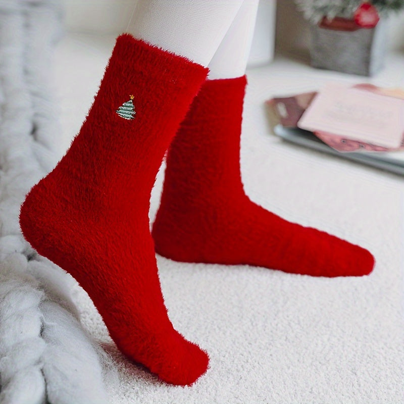 CozyKerst - 5 Pairs of Thick Warm Christmas Socks for Women
