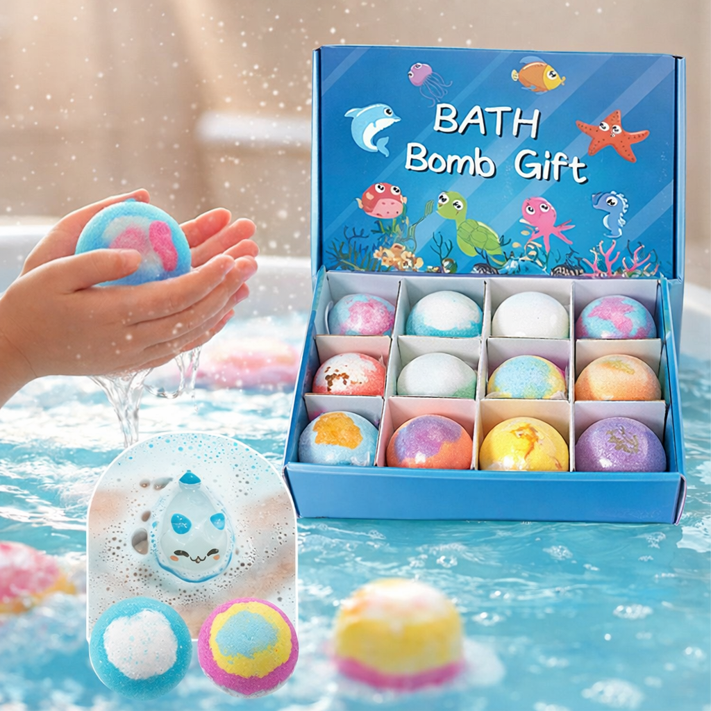 Bombe Bagno Bambini Set Colorate Profumate Sorpresa Gioco