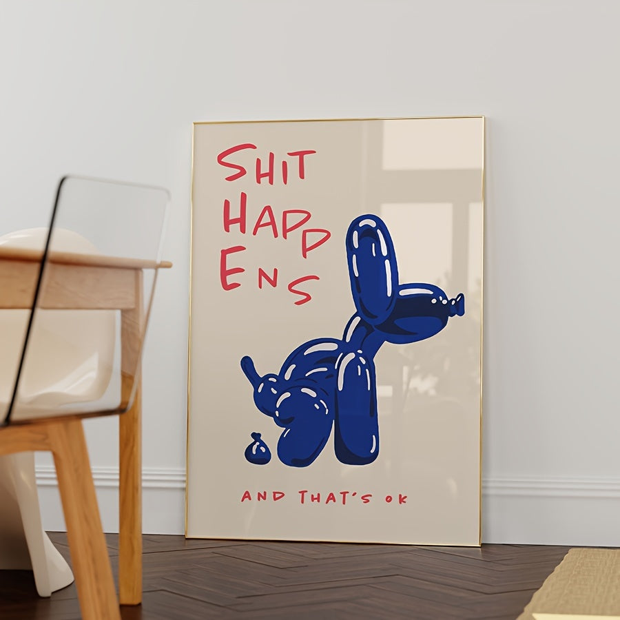 1 Peça Póster Moderno em Tela Sem Moldura - Tipografia Inspiradora Azul e Vermelha, Impressões de Cão Balão Decoração de Parede