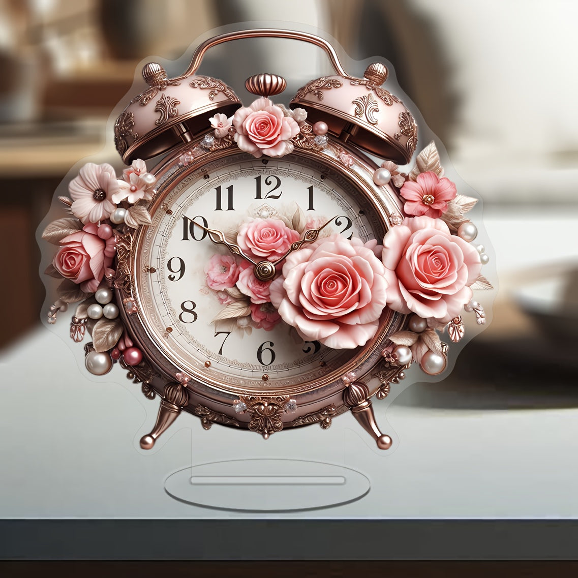 BohoBloom - Relógio de Flores Vintage para Decoração de Mesa
