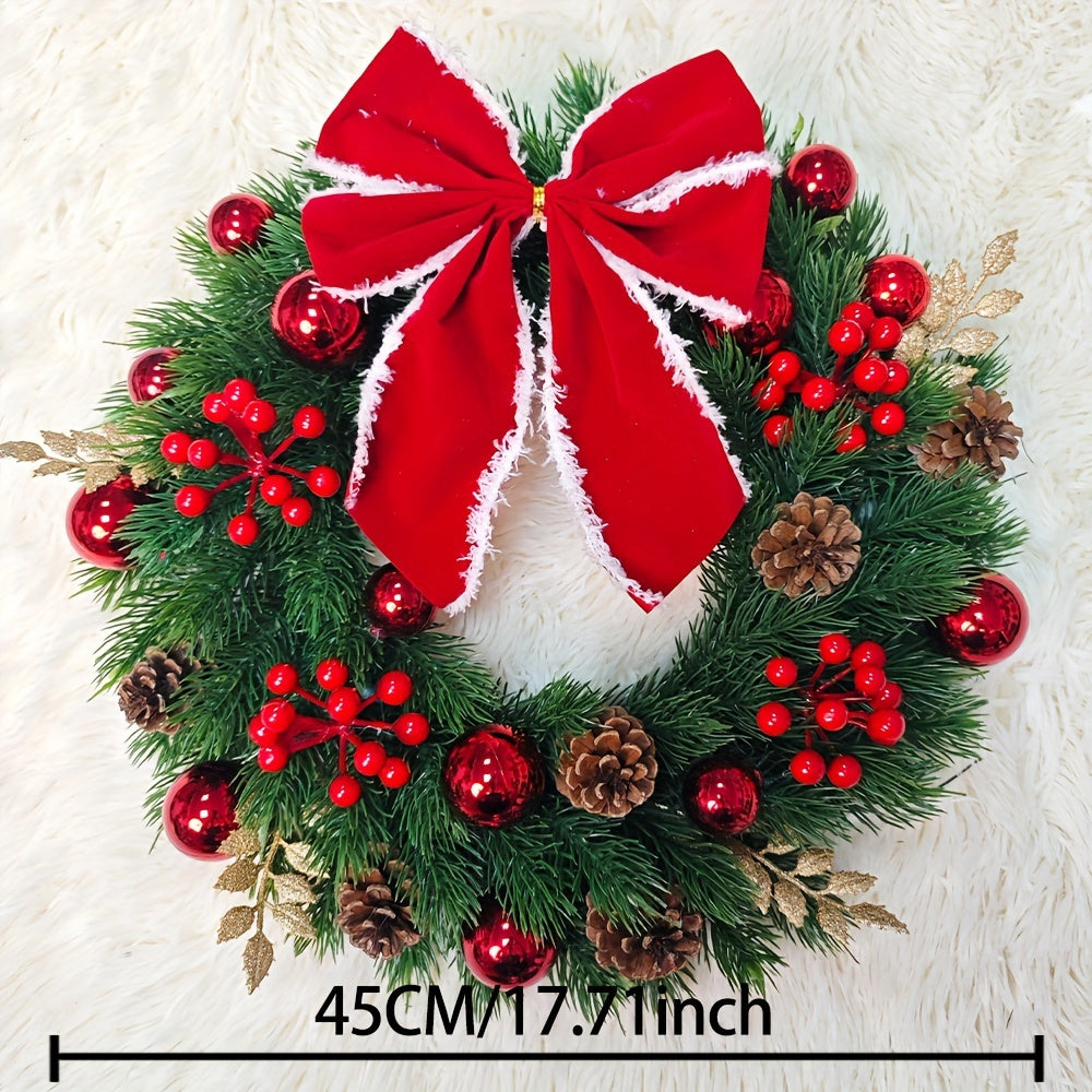 HolidayCharm - 44.98cm Festive Christmas Wreath for Front Door & Wall Decoration