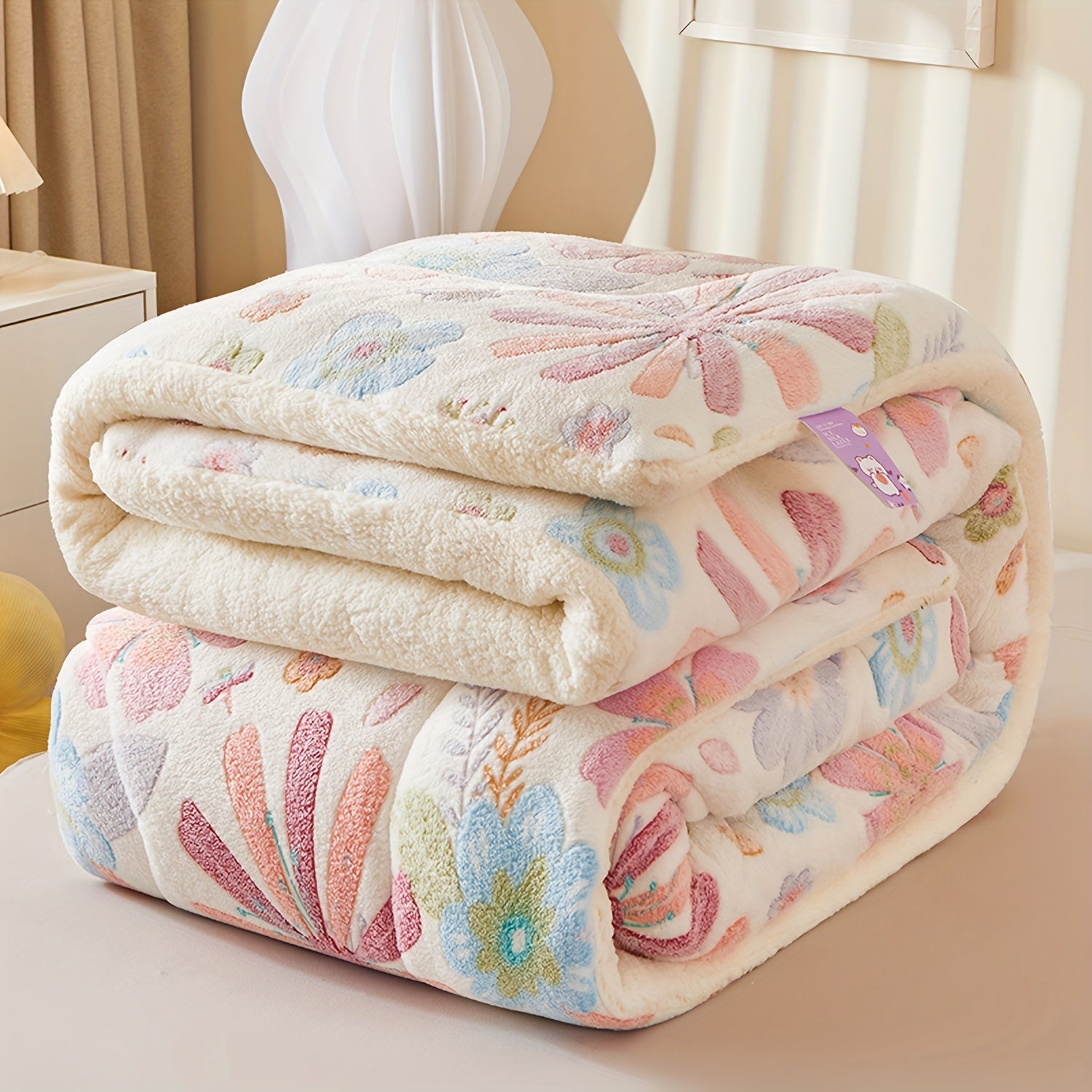 Edredão de Inverno em Pêlo Suave com Flores – Cobertura Quente de Poliéster para Outono e Inverno, Adequado para Quartos de Dormir e de Hóspedes