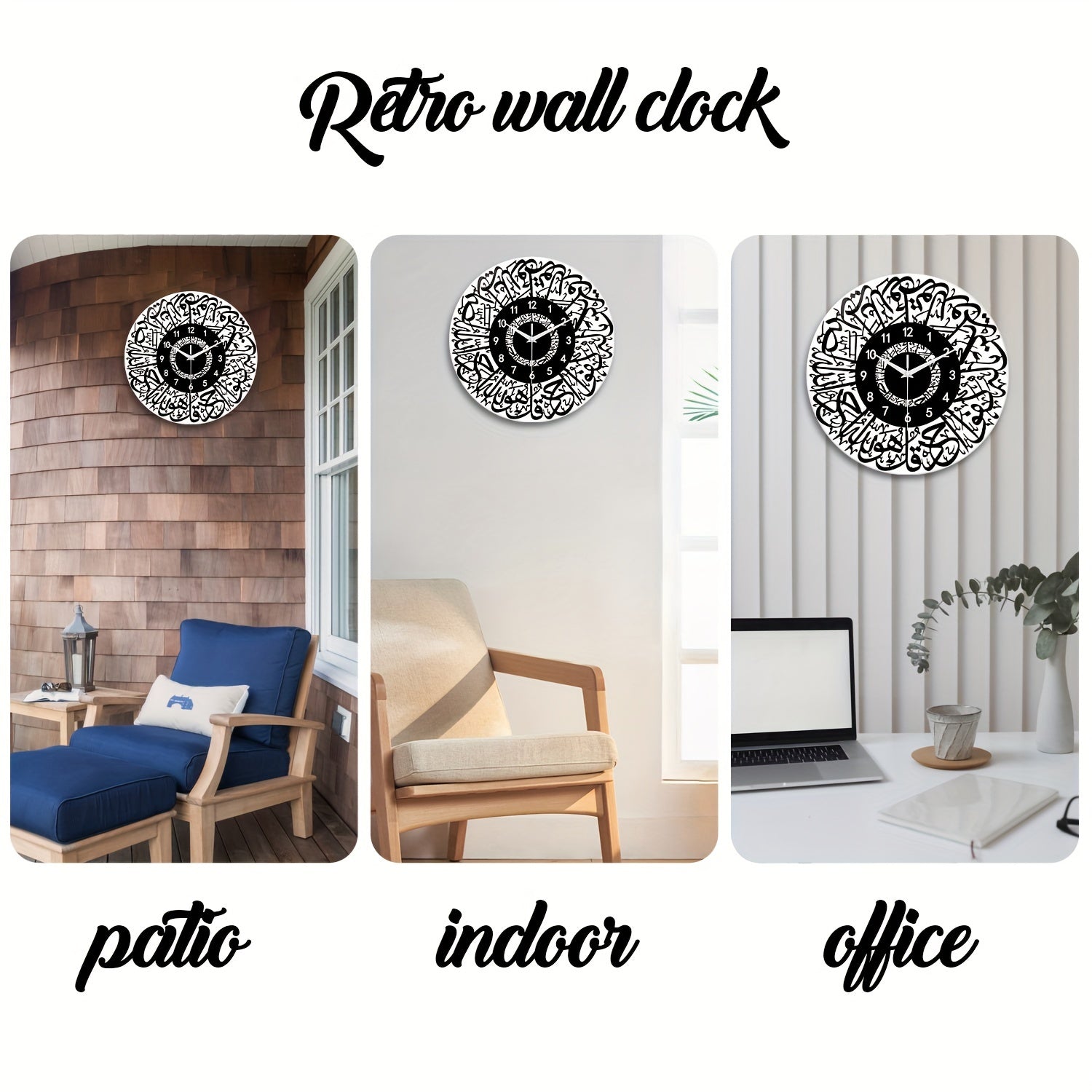 FaithTime - Islamic Wall Clock Made of Tempered Glass, Silent Round Decoration