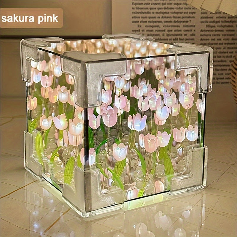 TulipGlow - Handmade Tulip LED Night Lamp and Mirror