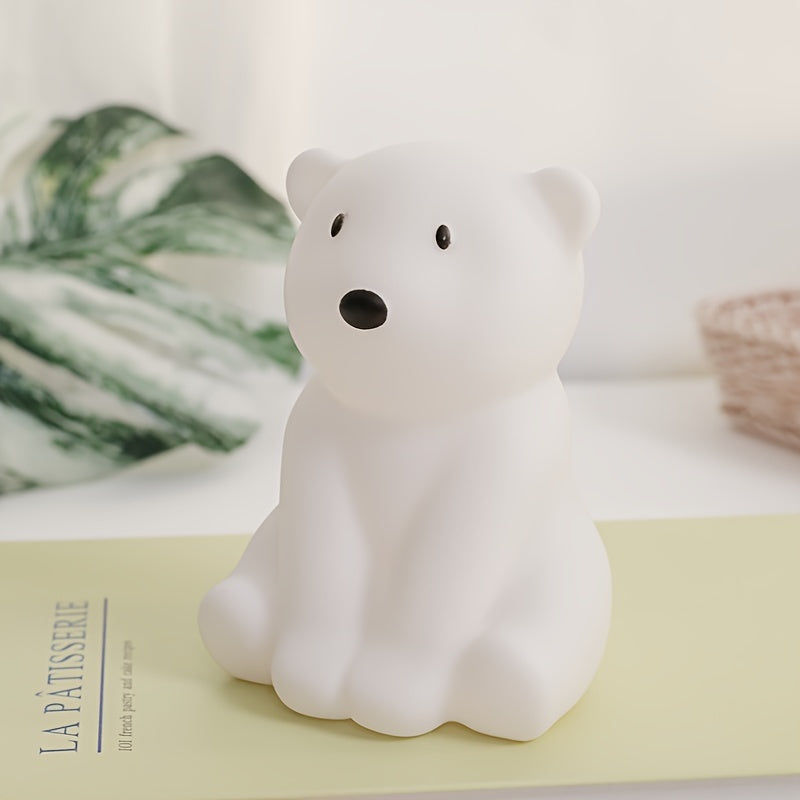 PolarGlow - Candeeiro Noturno de Urso Polar Desenhado com Iluminação LED Ascendente