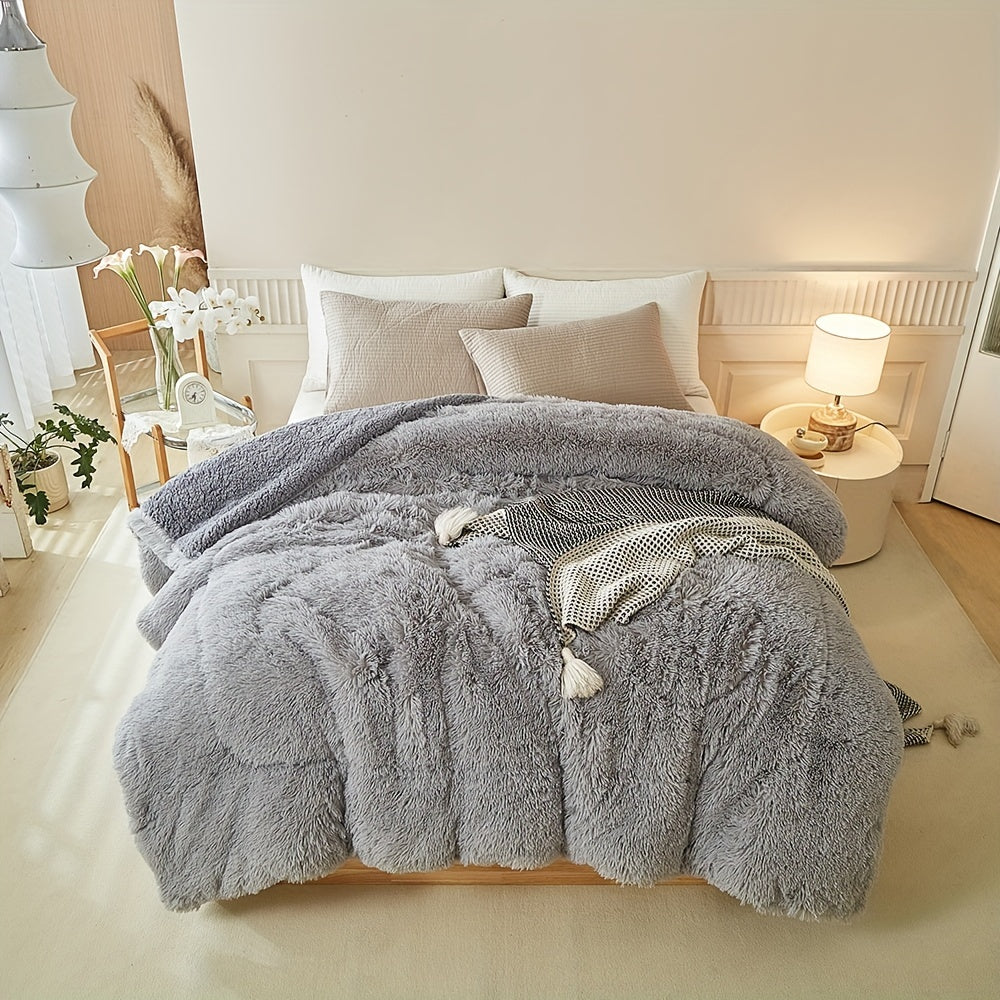 Manta de piel de cordero gruesa y cálida de felpa - Ropa de cama suave y esponjosa para otoño e invierno