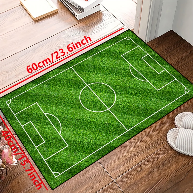 Alfombra de patrón de campo de fútbol - Alfombrilla antideslizante lavable para salón, dormitorio, jardín o sala de juegos