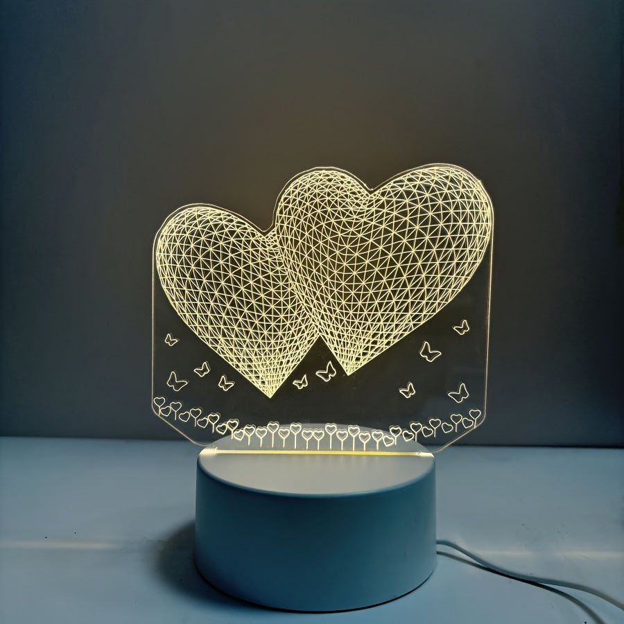 HartenLicht - Lampada da tavolo USB geometrica con bagliore caldo per decorazione a tema amore