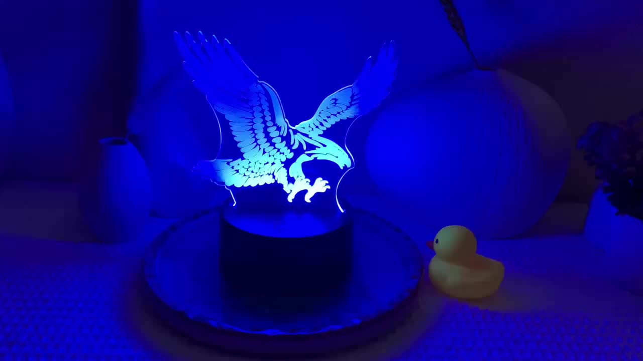 EagleLight - Candeeiro Noturno LED 3D com Controlo por Toque, Candeeiro de Mesa USB com 7 Cores