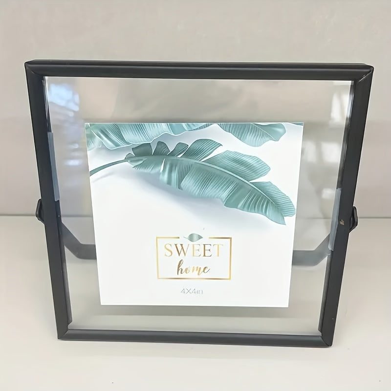 Elegante marco de fotos metálico - visualización de una sola foto de 10.16cm o 15.24cm, diseño moderno en dorado y negro para hogar y oficina