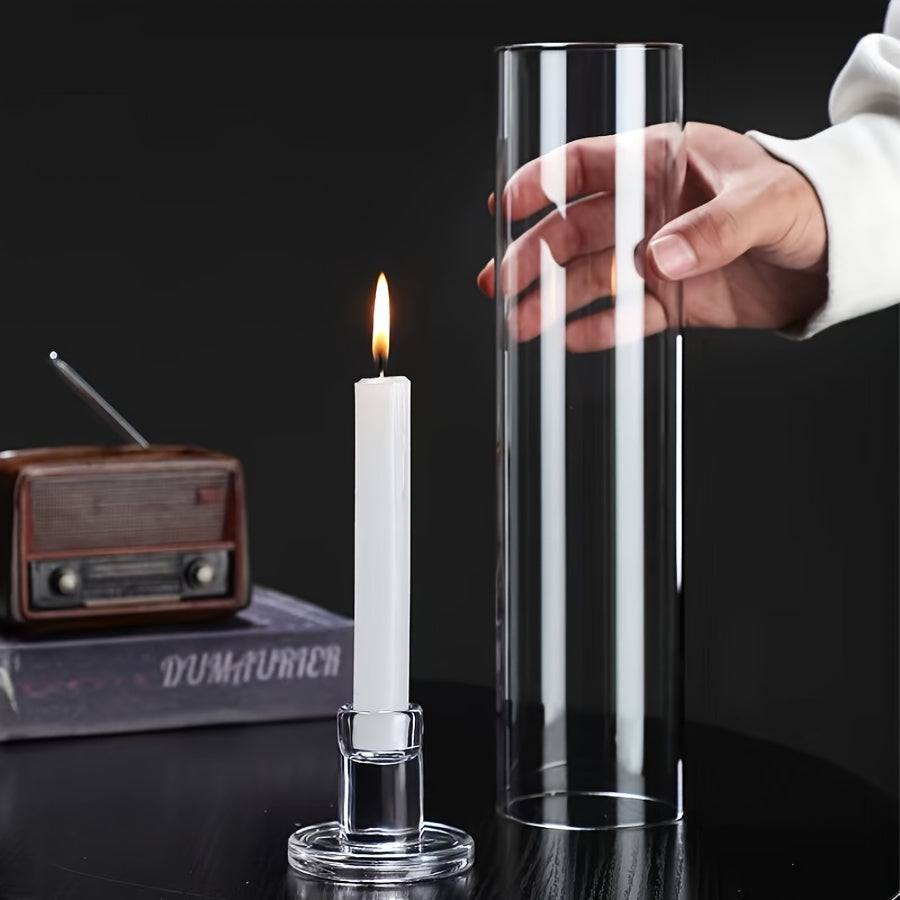 Candelabro in Vetro Borosilicato di Alta Qualità - Antivento, Stile Scandinavo, Trasparente