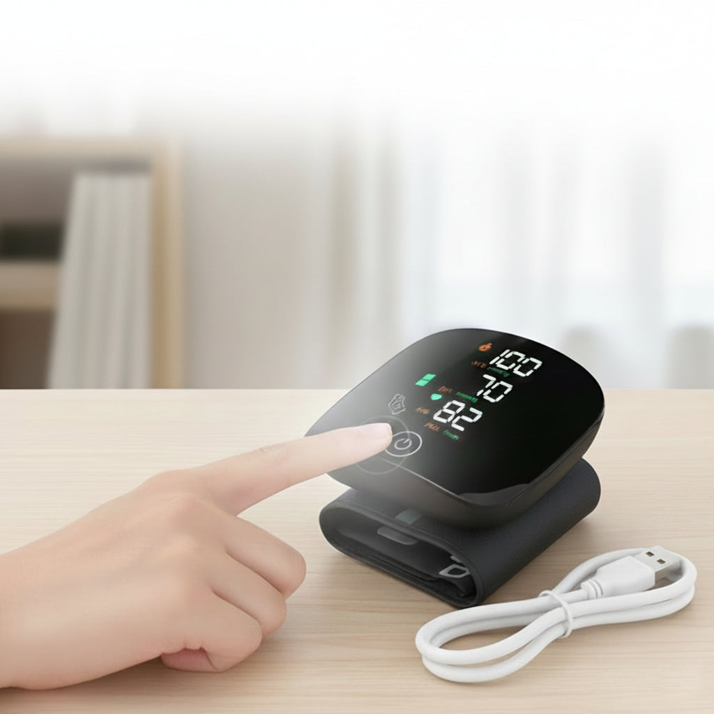 Misuratore Pressione Sanguigna Polso Digitale Display Batteria Ricaricabile