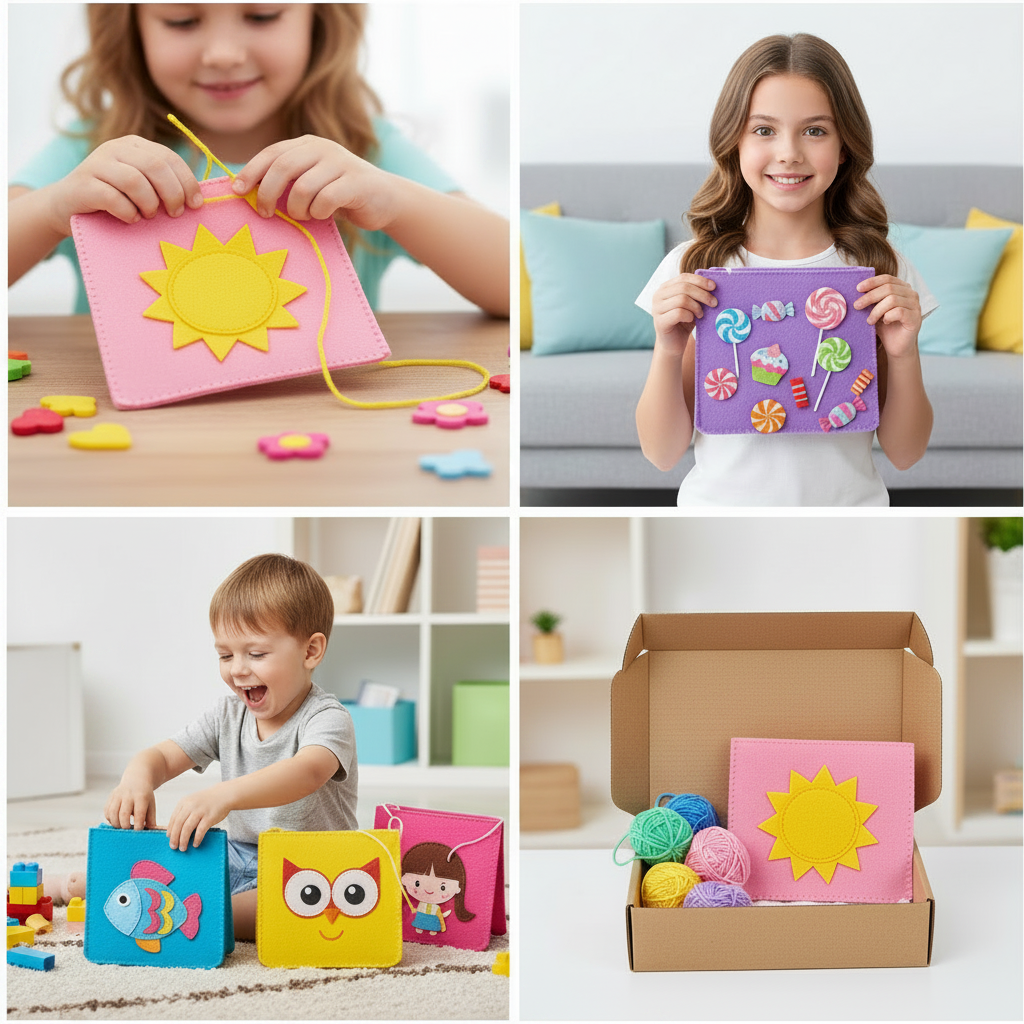 Borse in Feltro Sicure Kit Creativo Per Bambini Maniglie ֆ - Image 4