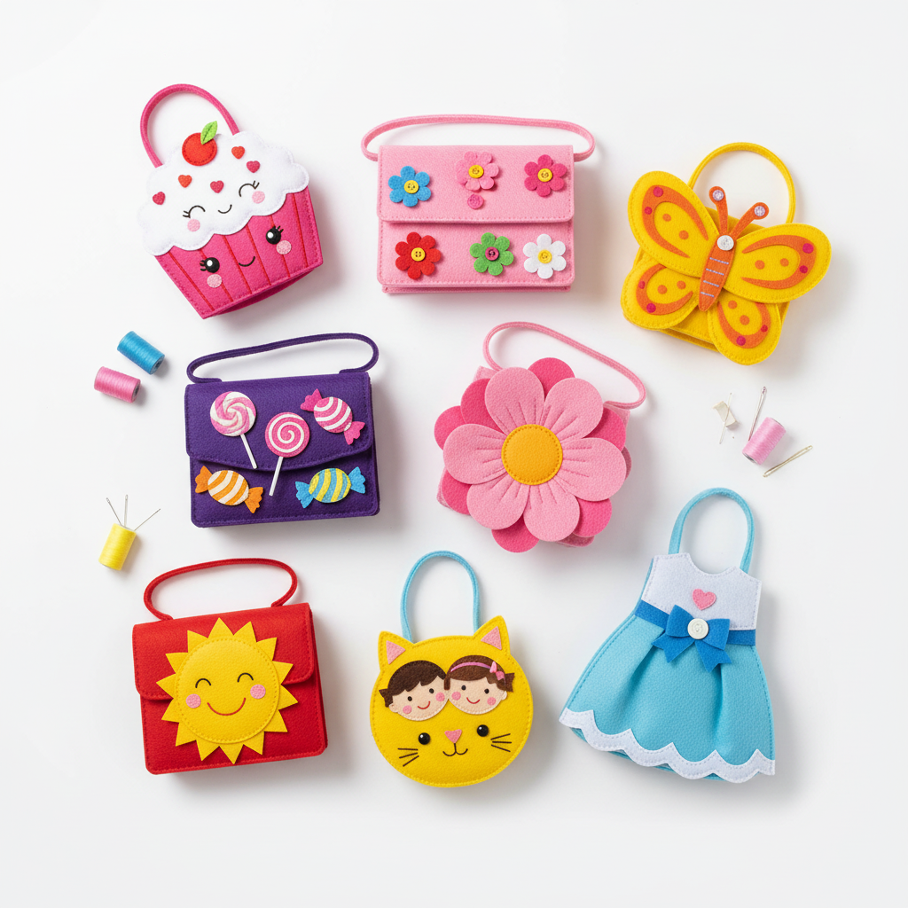 Borse in Feltro Sicure Kit Creativo Per Bambini Maniglie ֆ - Image 5