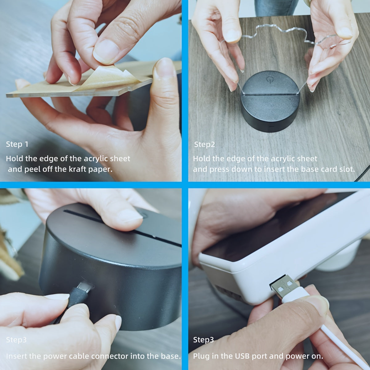 SkyGlow - Lampada Notturna Acrilica 3D Aereo con USB, Lampada da Tavolo LED