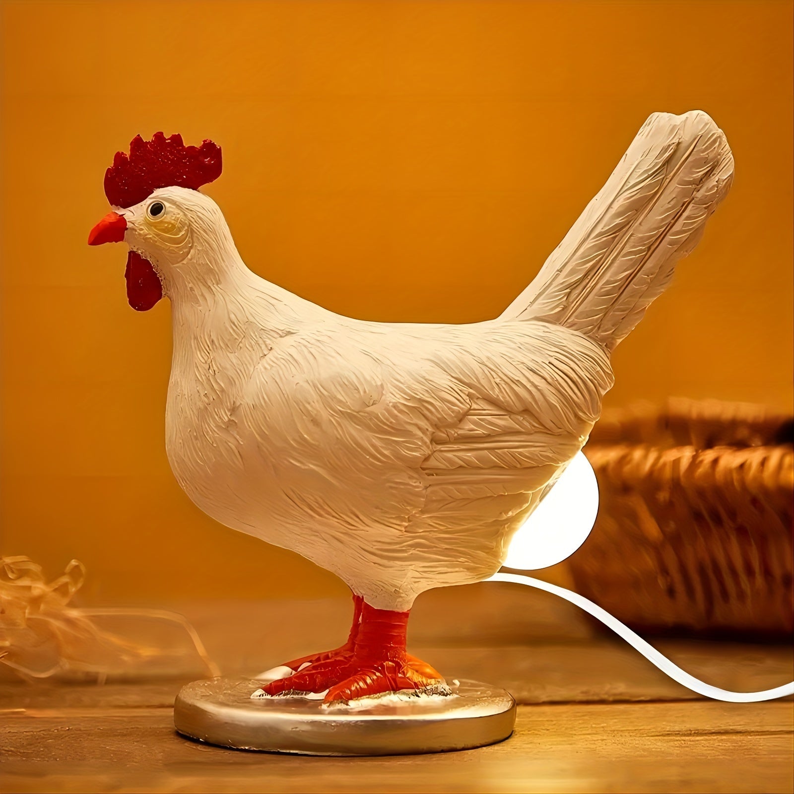 EggGlow - Lampada a uovo di gallina realistica con illuminazione LED USB e design 3D