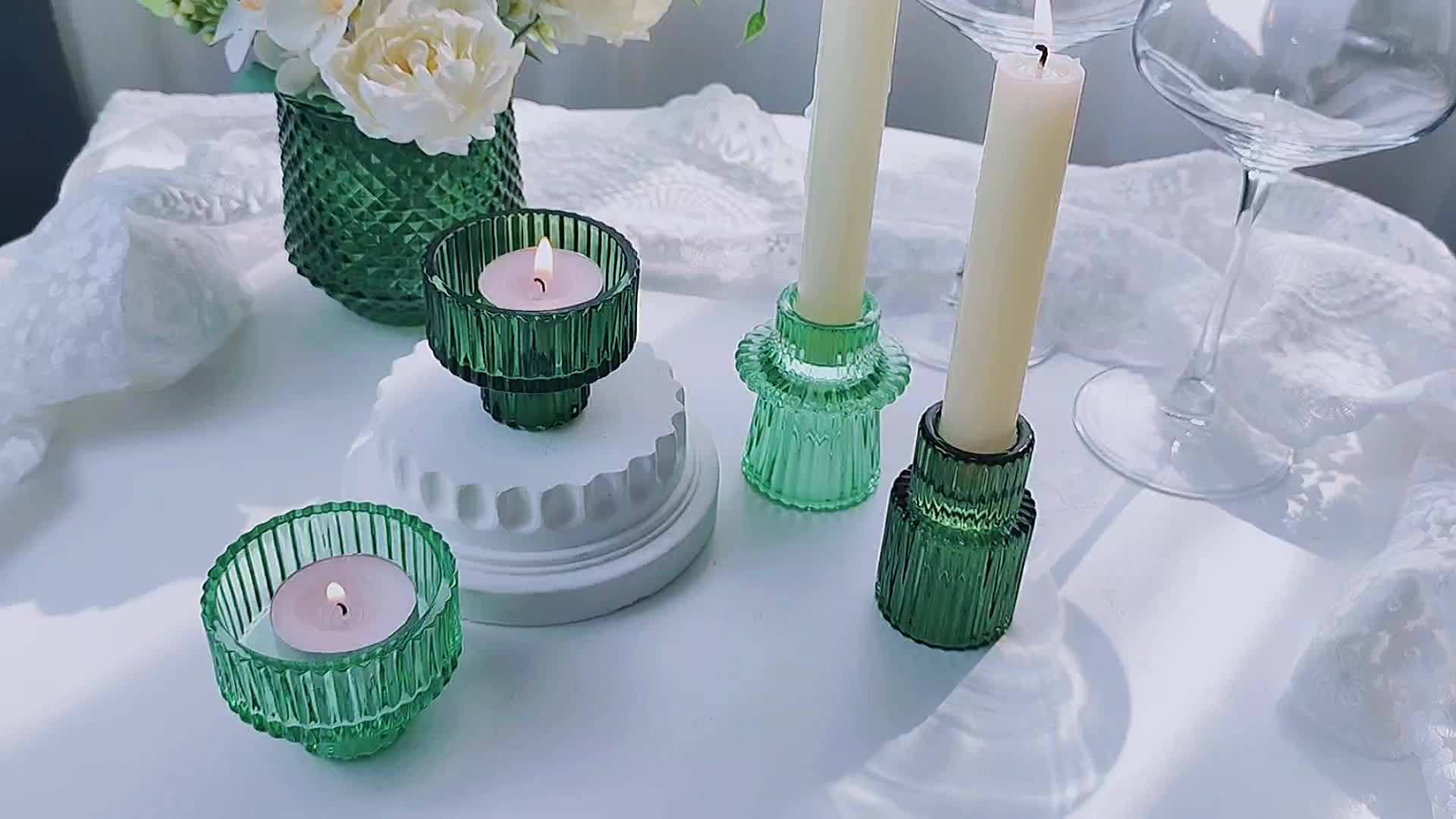 Portavelas de vidrio de 3/6 piezas - Perfectos para decoración de mesa y bodas