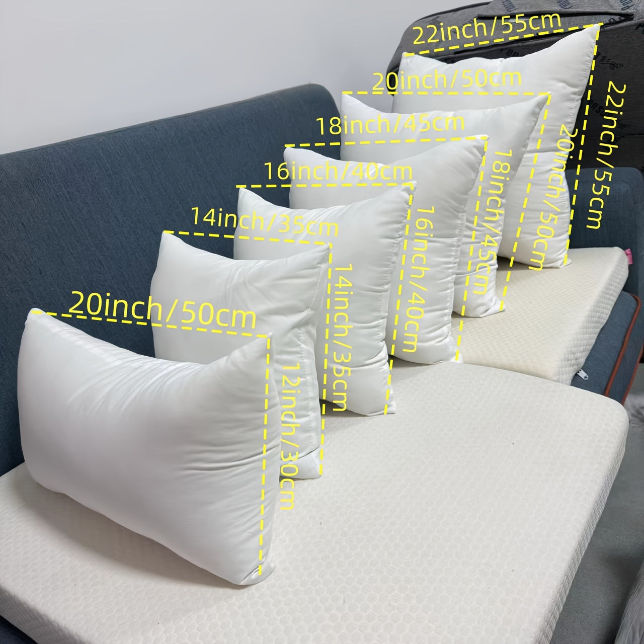 4 unidades de rellenos de cojín clásicos blancos - Cojines de alta resiliencia para sofá, coche y decoración de dormitorio